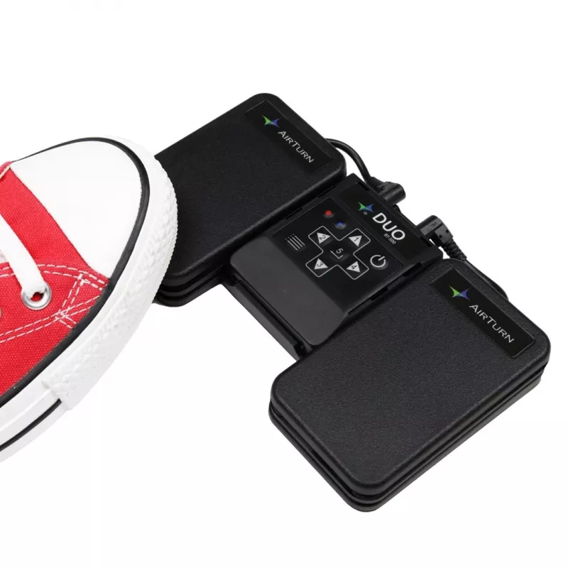 Airturn DUO 500 - Bluetooth 5.0 puslapio vertimo pedalų valdiklis, tylūs membraniniai jungikliai, 200h baterija, USB-C