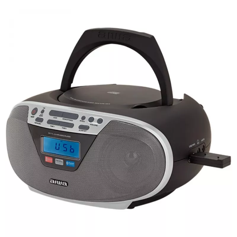 Aiwa BBTU-400SL nešiojama stereo sistema CD/FM RDS/USB/Bluetooth sidabrinė MP3 atkūrimas