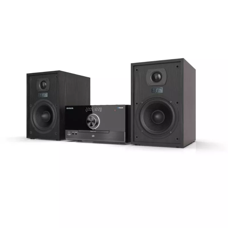 Aiwa MSBTU-600 50W Bluetooth CD mikro Hi-Fi sistema su FM radiju, USB, Aux-in, LED ekranu, nuotolinio valdymo pulteliu, juoda
