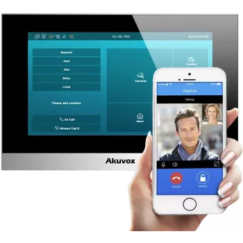 AKUVOX C313W-2 vaizdo durų telefono monitorius 7 colių liečiamuoju ekranu, Android 6.0, PoE