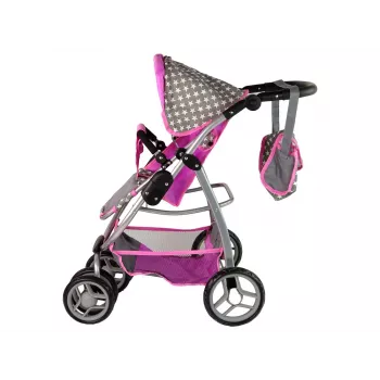 ALICE Baby Doll Stroller 2-in-1 Carrycot Bag Pink Stars