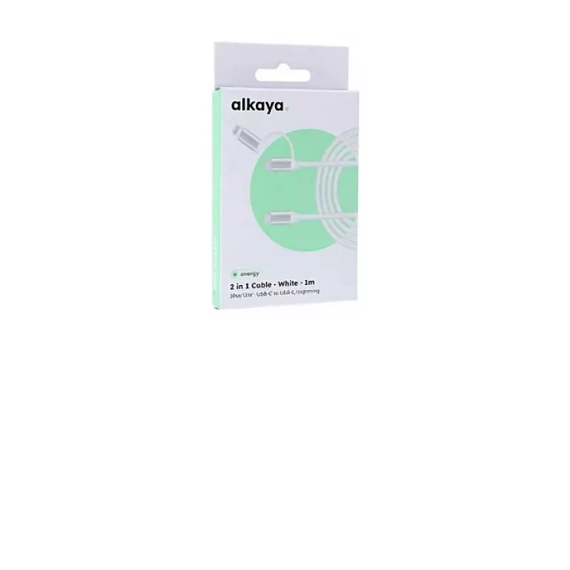 ALKAYA Speed Flex 2 in 1 USB-C - Lightning High-Gloss Charging & Data Cable 15W/12W 1m White (CL-60027)