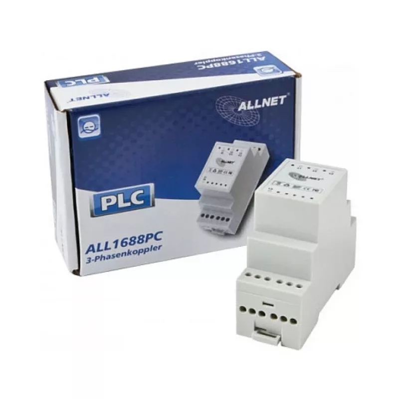 ALLNET ALL1688PC Powerline fazių sujungimo modulis, 3 fazių + nulinis, pasyvus, 1-70 MHz, DIN bėgelis