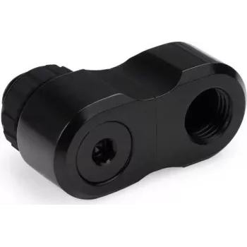 Alphacool Apex Grip 27mm poslinkio adapteris su dvigubu 90° kampu G1/4 išorinis į vidinį pasukamas juodas 14814
