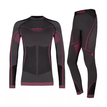 Alpinus Tactical Mora Mergaičių termoaktyvaus apatinio trikotažo komplektas Graphite-Pink 136-152