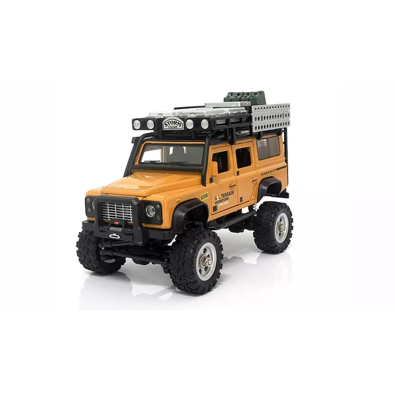 AMEWI D90X28 Metal Scale Crawler 4WD RC automobilis 1:28 Geltonas