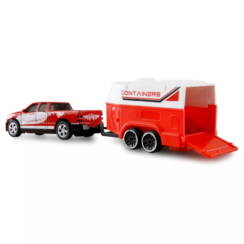 AMEWI RC Pickup Die Cast su Arklio Priekaba 1:64 RTR Raudona (22681)