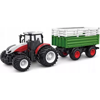 AMEWI RC traktorius su gyvulių priekaba 1:24 mastelis 4WD 2,4GHz nuotolinio valdymo sunkvežimis (22601)