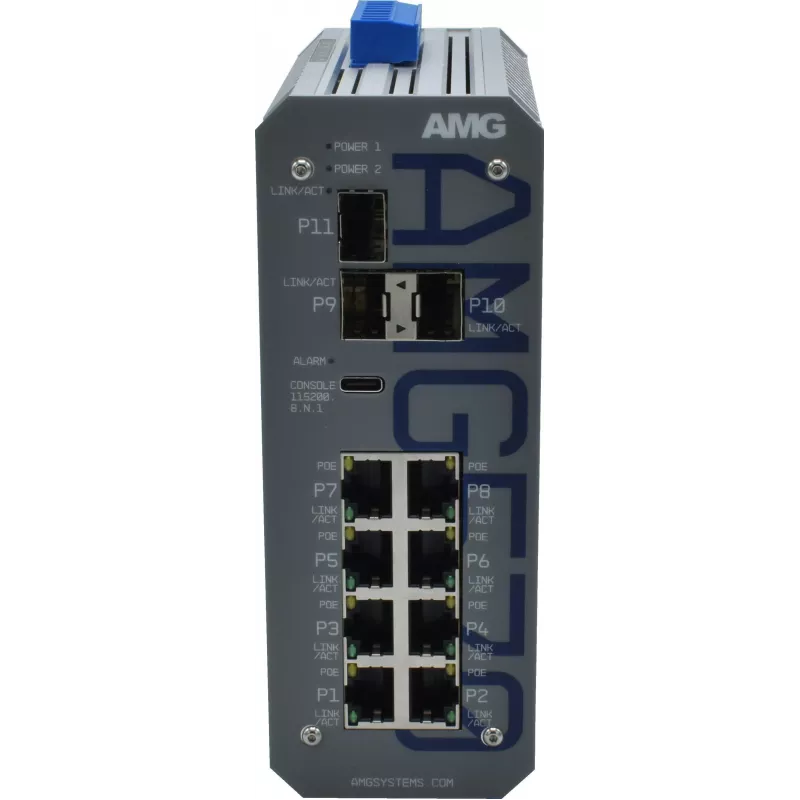 AMG pramoninis valdomas jungiklis, 8x 10/100 Mbps, DIN bėgis, atsarginis maitinimas