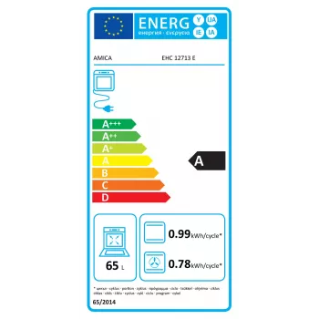Amica EHC12713E Įmontuojama orkaitė su keramine kaitlente, 65 l, 8 funkcijų, energijos klasė A, nerūdijantis plienas