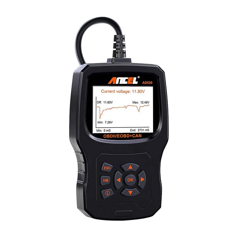 ANCEL AD530 OBD2 diagnostinis skaitytuvas su 2,8 inch TFT spalvotu ekranu, nemokami atnaujinimai visam laikui