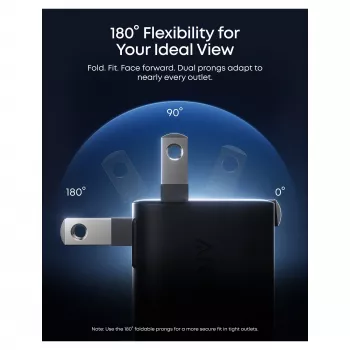 Anker Nano Charger 45W GaN USB-C įkroviklis su ActiveShield 5.0, jutikliniu valdymu, SmartDisplay, iPhone atpažinimu, oranžinis