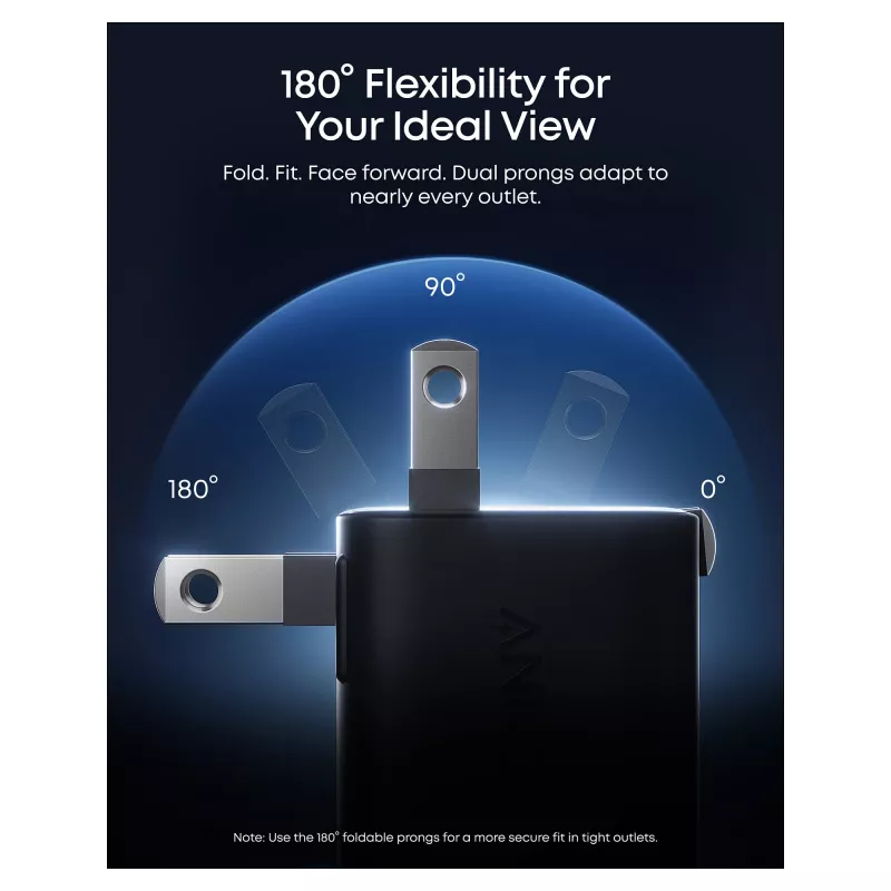 Anker Nano Charger 45W GaN USB-C įkroviklis su ActiveShield 5.0, jutikliniu valdymu, SmartDisplay, iPhone atpažinimu, oranžinis