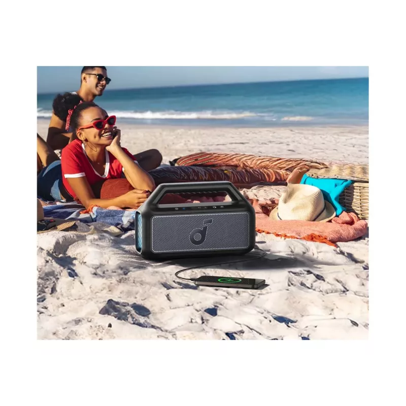 Anker Soundcore Boom 2 80W nešiojamas Bluetooth garsiakalbis, IPX7 atsparus vandeniui, juodos spalvos