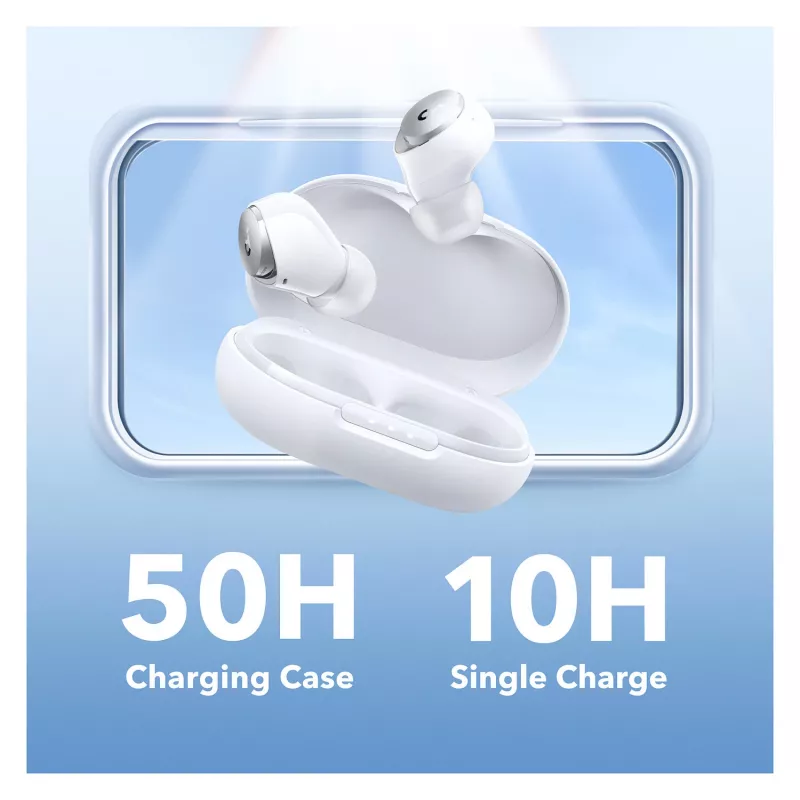 Anker Soundcore Space A40 True Wireless Triukšmą slopinančios į ausis įdedamos ausinės, Bluetooth 5.2, LDAC, IPX4, Baltos