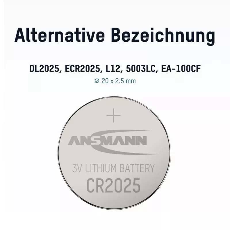 ANSMANN CR2025 ličio monetinė baterija, 3V, 160mAh, 1 vnt. lizdinė pakuotė