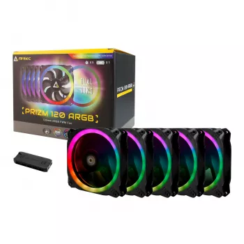 Antec Prizm 120 ARGB korpuso ventiliatorius 5 vnt. rinkinys su valdikliu - juoda