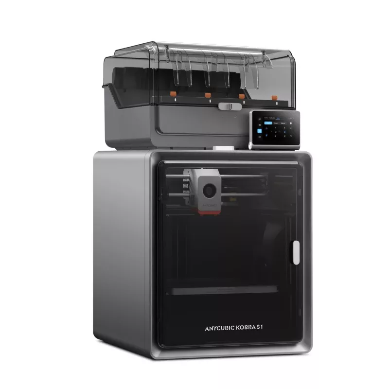 ANYCUBIC S1 Combo V2 FDM 3D spausdintuvas su 250 x 220 x 220 mm kūrimo tūriu, 500 mm/s greičiu, automatiniu niveliavimu, PEI plokšte, Klipper programine įranga, Wi-Fi, 4.3 inch jutikliniu ekranu, 400W galia