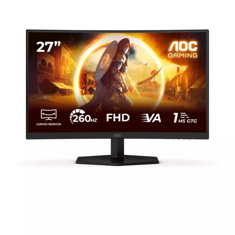 AOC C27G42ZEP 27 colių Full HD lenktas VA žaidimų monitorius, 240Hz, 0.5ms MPRT, juodas/raudonas