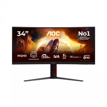 AOC Gaming CU34G4ZCA - 34 colių UWQHD 180Hz lenktas VA žaidimų monitorius su FreeSync Premium