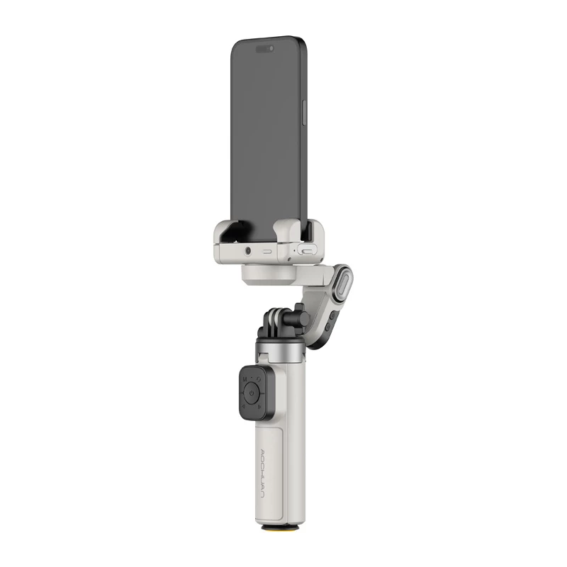 AOCHUAN M3 Pro gimbalinis AI stovas „Selfie Stick“ 180 cm su LED lempa ir RGB apšvietimu, juoda
