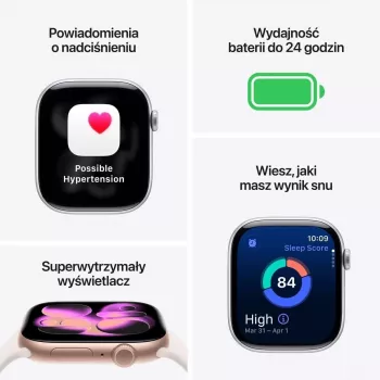 Apple Watch Series 11 (2025) GPS 46mm sidabrinis aliuminio korpusas su Purple Fog sportine juostele M/L