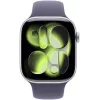 Apple Watch Series 11 (2025) GPS 46mm sidabrinis aliuminio korpusas su Purple Fog sportine juostele M/L
