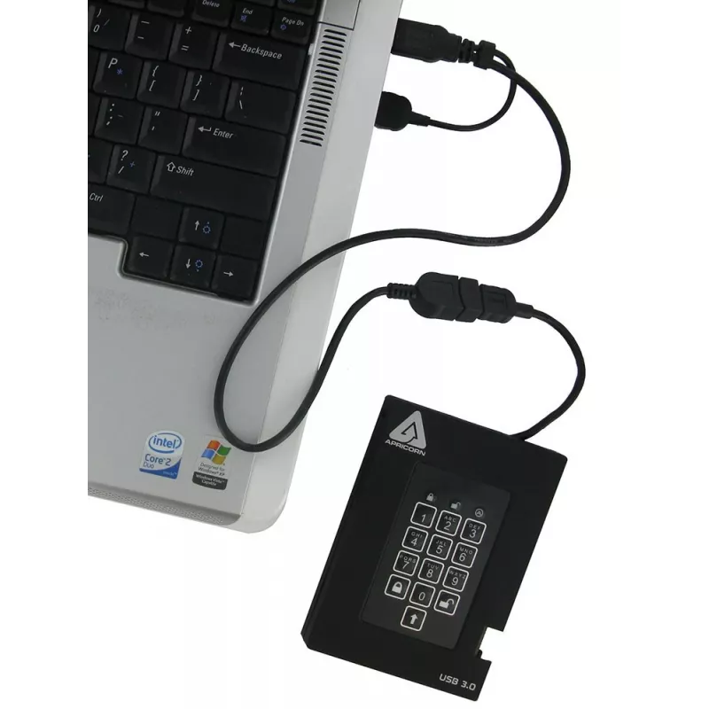 Apricorn Aegis Padlock Fortress A25-3PL256-500F External Hard Drive - 500GB - USB 3.2 Gen 1 - AES 256-bit Hardware Encryption - Black