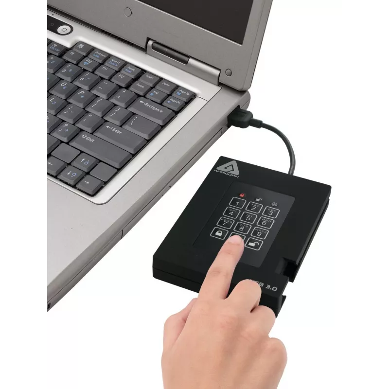 Apricorn Aegis Padlock Fortress A25-3PL256-500F External Hard Drive - 500GB - USB 3.2 Gen 1 - AES 256-bit Hardware Encryption - Black