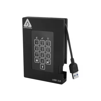 Apricorn Aegis Padlock Fortress A25-3PL256-500F External Hard Drive - 500GB - USB 3.2 Gen 1 - AES 256-bit Hardware Encryption - Black