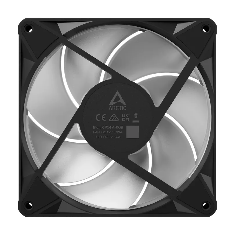 Arctic BioniX P14 A-RGB 140mm PWM Case Fan su Daisy Chain, 400-2500 RPM, 186 m³/h, juodos spalvos