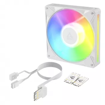 Arctic BioniX P14 A-RGB White 140mm PWM Case Fan su Daisy Chain, ARGB apšvietimu, 400-2500 RPM, 77.6 CFM