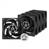 ARCTIC P8 PWM PST 80 mm ventiliatorius, 5 vnt. rinkinys – juodas/baltas