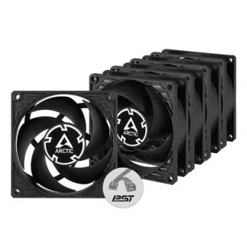 ARCTIC P8 PWM PST 80 mm ventiliatorius, 5 vnt. rinkinys – juodas/baltas