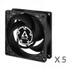 ARCTIC P8 PWM PST 80 mm ventiliatorius, 5 vnt. rinkinys – juodas/baltas