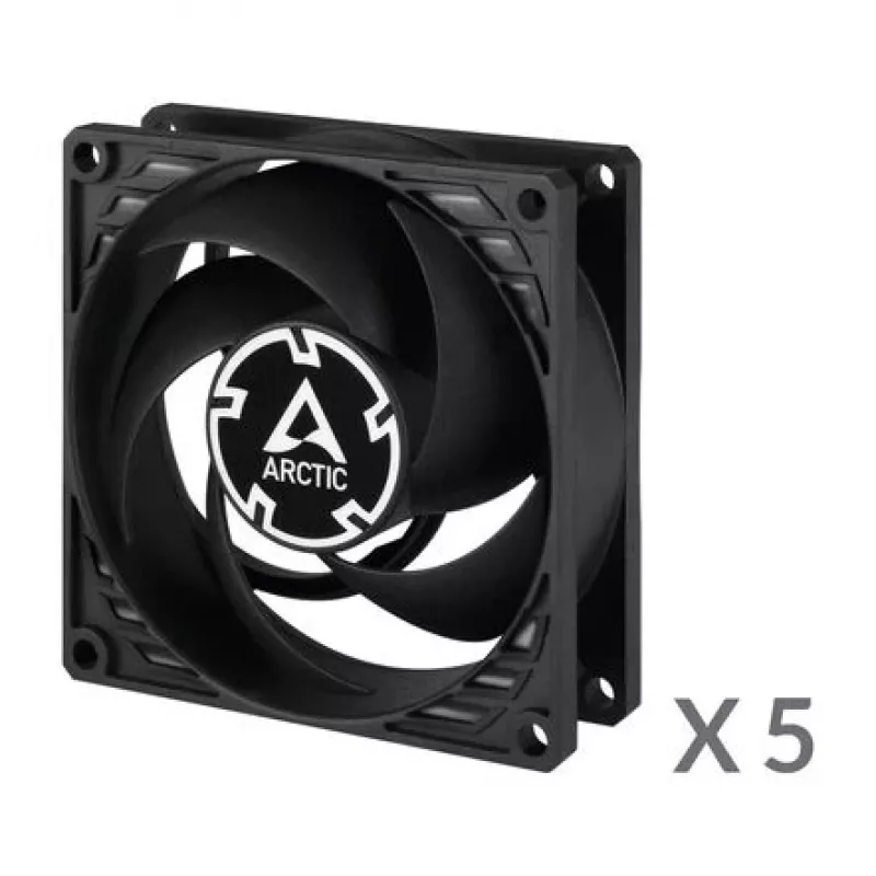 ARCTIC P8 PWM PST 80 mm ventiliatorius, 5 vnt. rinkinys – juodas/baltas