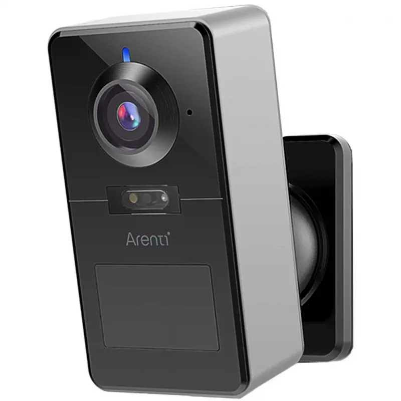Arenti POWER1Q 2K belaidė akumuliatorinė apsaugos kamera, AI žmogaus aptikimas, spalvotas naktinis matymas, IP65, juoda