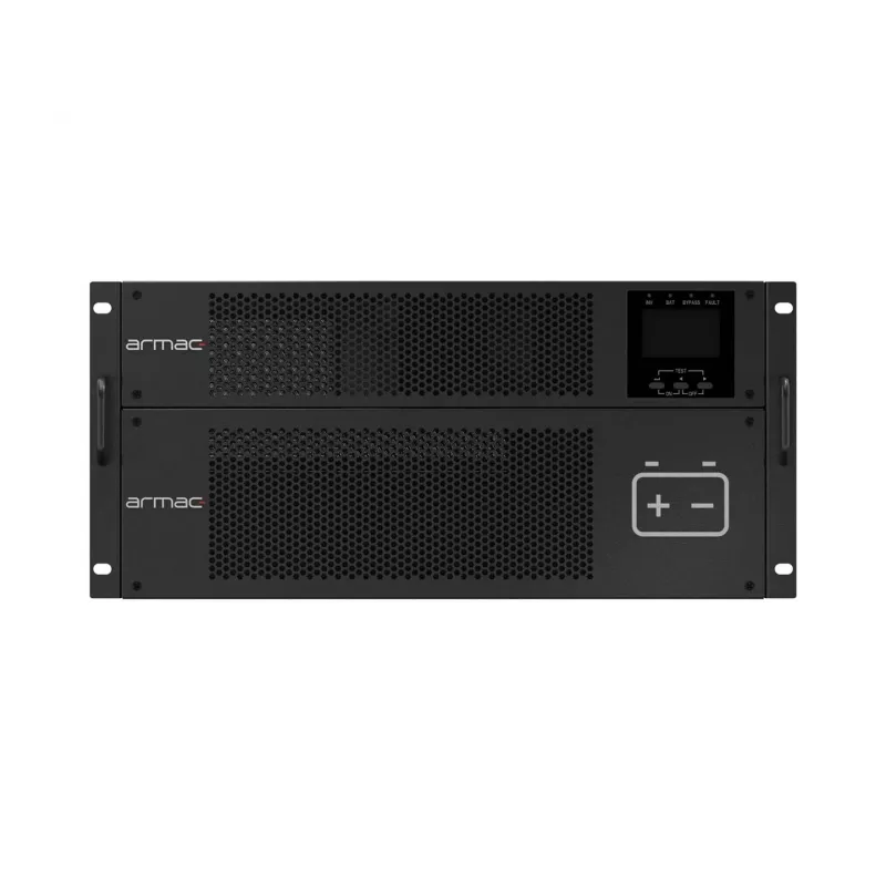 ARMAC R/10000I/PF1/DF 10000VA Online dvigubos konversijos montuojamas į stelažą UPS, 10 išvadų, LCD, metalinis korpusas, nuo dulkių apsaugotas