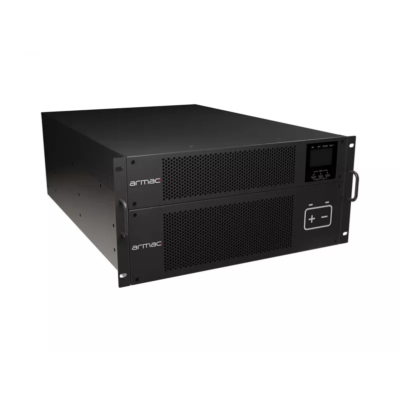 ARMAC R/10000I/PF1/DF 10000VA Online dvigubos konversijos montuojamas į stelažą UPS, 10 išvadų, LCD, metalinis korpusas, nuo dulkių apsaugotas