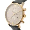ARMANI AR0386 Vyriškas klasikinis kvarcinis analoginis laikrodis 40mm sidabrinis ciferblatas rudo odos dirželis