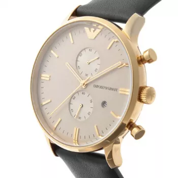 ARMANI AR0386 Vyriškas klasikinis kvarcinis analoginis laikrodis 40mm sidabrinis ciferblatas rudo odos dirželis