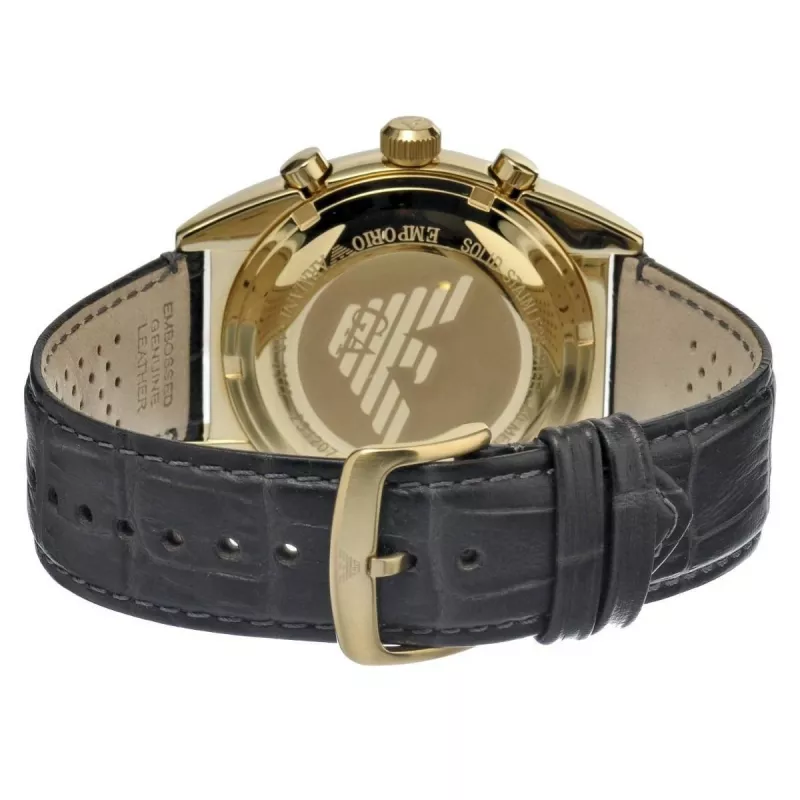ARMANI AR0386 Vyriškas klasikinis kvarcinis analoginis laikrodis 40mm sidabrinis ciferblatas rudo odos dirželis