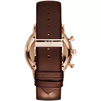ARMANI AR0387 Vyriškas kvarcinis chronografo laikrodis 42mm juodas ciferblatas odinis dirželis