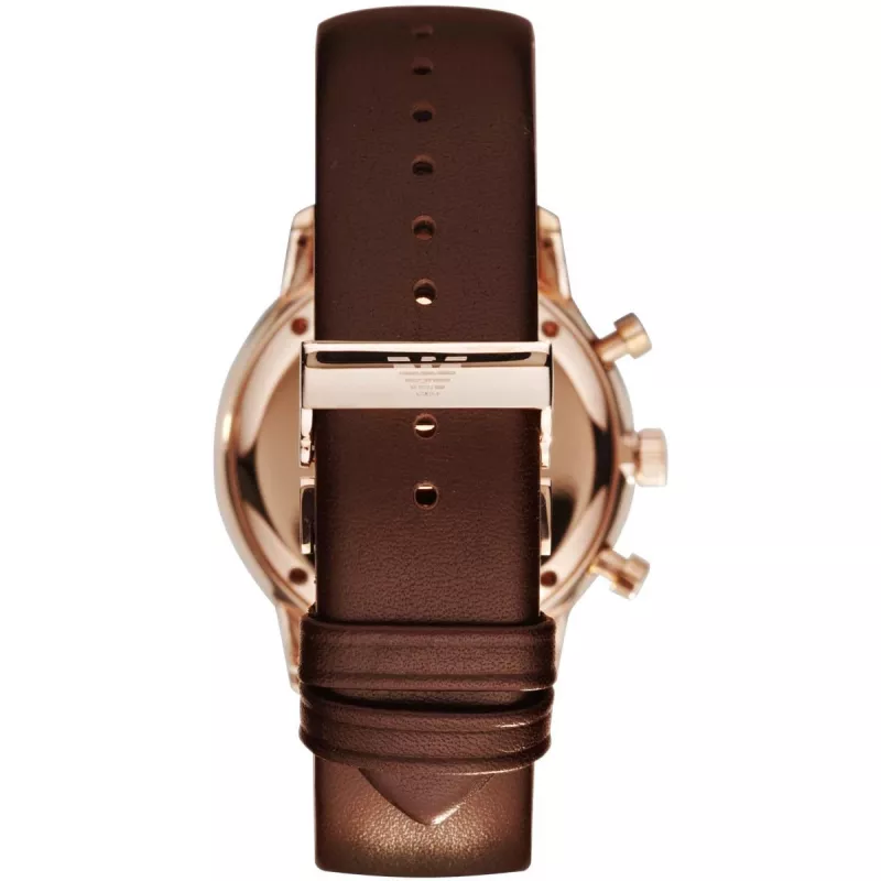 ARMANI AR0387 Vyriškas kvarcinis chronografo laikrodis 42mm juodas ciferblatas odinis dirželis