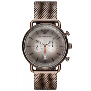 ARMANI AR11169 Vyriškas chronografinis laikrodis 43 mm juodas ciferblatas odinis dirželis