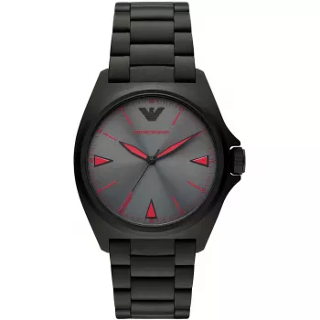 ARMANI AR11393 Vyrų kvarcinis analoginis laikrodis 40mm nerūdijančio plieno korpusas juodas odinis dirželis