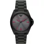 ARMANI AR11393 Vyrų kvarcinis analoginis laikrodis 40mm nerūdijančio plieno korpusas juodas odinis dirželis