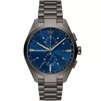 ARMANI AR11481 Vyrų Luigi Chronograph Quartz Laikrodis 43mm Juodas Ciferblatas Juodas Odinis Dirželis