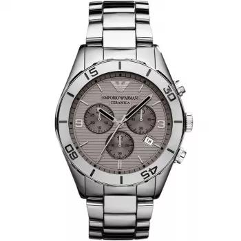 ARMANI AR1462 Vyrų keraminis laikrodis 43mm juodas ciferblatas chronografas