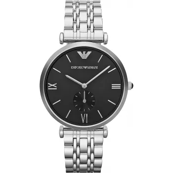 ARMANI AR1676 Vyriškas analoginis kvarcinis laikrodis 40mm juodu ciferblatu odiniu dirželiu